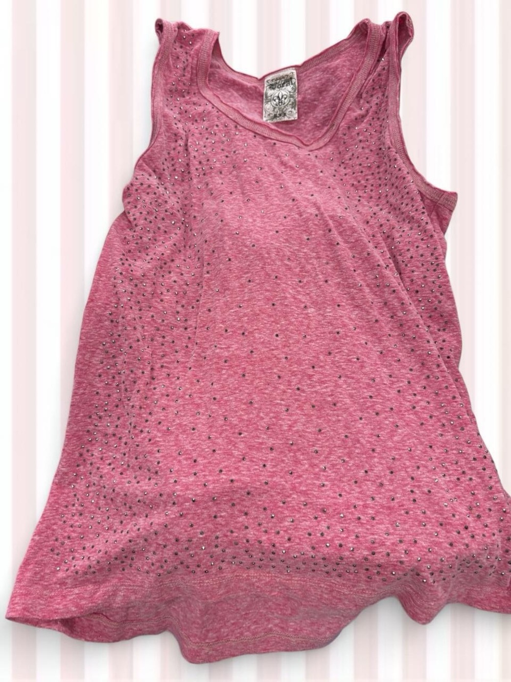 Vocal Pink Studded Sleeveless Tank Top